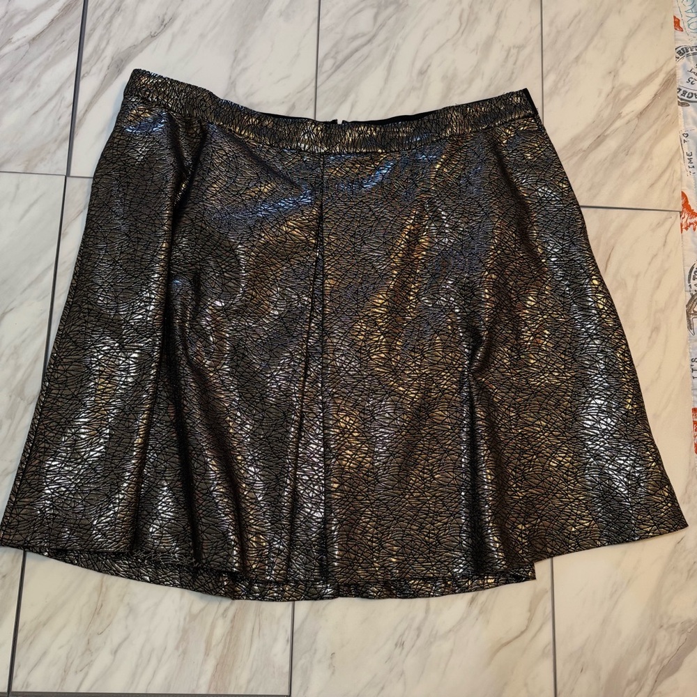 Lane Bryant Gold/Black Shiny Skater Skirt NWT